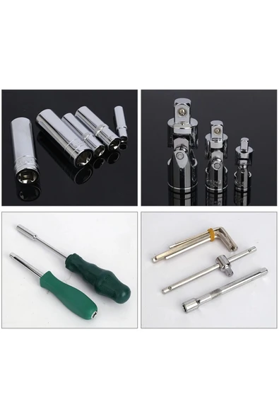 Tam Profesiyonel Germany 72 Diş Eğik Cırcır 216 Parça Lokma Takımı Oto Tamirci Tam Set 1/2-3/8-1/4 - 7