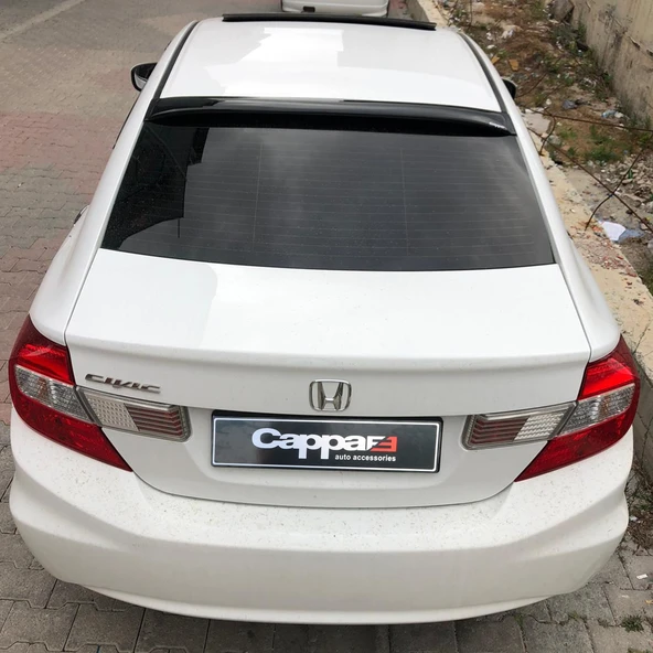 Honda Civic 2012-2015 Yıl Aralığı Uyumlu Arka Cam Üstü Spoyler İnce Model - 6