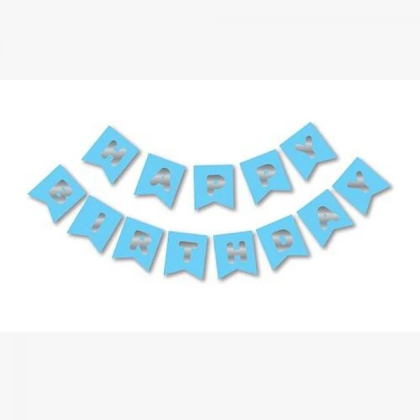 Happy Bırthday Yazı Mavi/ Gümüş Banner ürün görseli