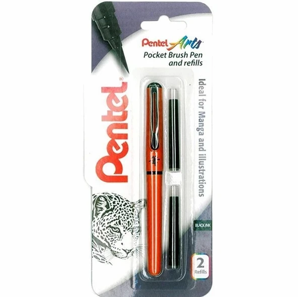 Supertrend Pocket Brush Pen Cep Tipi Fırça Uçlu Kalem + 2 Yedek Kartuş Turuncu Gövde - 1