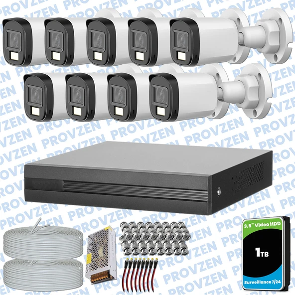 Provzen Dahua 9 Kameralı Full HD Fullcolor Mikrofonlu Güvenlik Kamerası ürün görseli