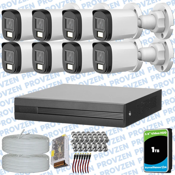 Provzen Dahua 8 Kameralı Full HD Fullcolor Mikrofonlu Güvenlik Kamerası - 1