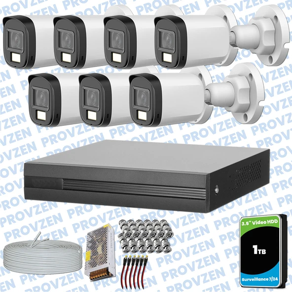 Provzen Dahua 7 Kameralı Full HD Fullcolor Mikrofonlu Güvenlik Kamerası - 1