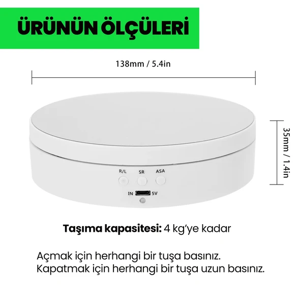 UpWay Motorlu Şarjlı 360° İleri Geri Dönebilen Hız Ayarlı Ürün Gösteri Standı - 8