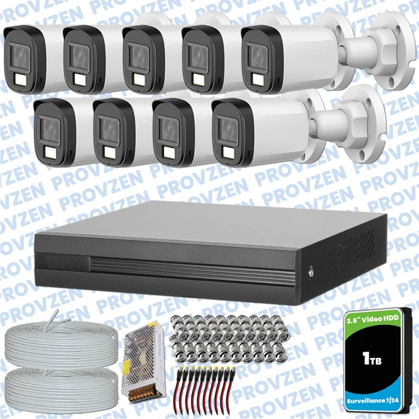 Provzen Dahua 11 Kameralı Full HD Fullcolor Mikrofonlu Güvenlik Kamerası - 1
