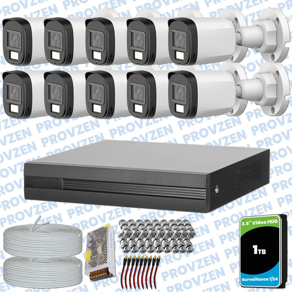 Provzen Dahua 10 Kameralı Full HD Fullcolor Mikrofonlu Güvenlik Kamerası ürün görseli