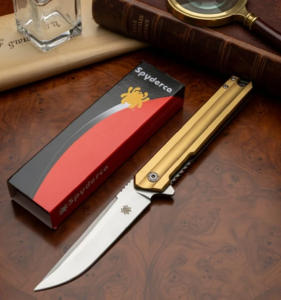 Spyderco B401-3 Rubicorn Gold Otomatik Kamp Çakısı