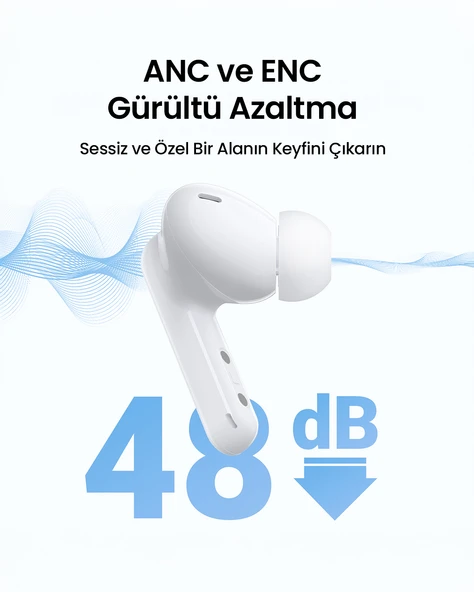 UGREEN HiTune T6 Magic Aktif Gürrültü Engelleyici Ekranlı Kablosuz Kulak İçi Kulaklık, Beyaz, 55137 - 4