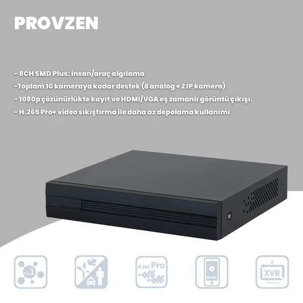Provzen Dahua 6 Kameralı Full HD Fullcolor Mikrofonlu Güvenlik Kamerası - 3