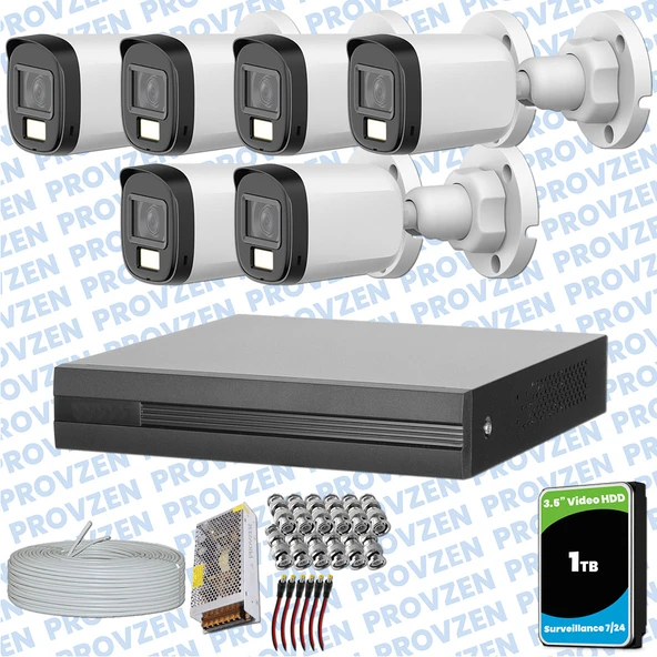 Provzen Dahua 6 Kameralı Full HD Fullcolor Mikrofonlu Güvenlik Kamerası - 1