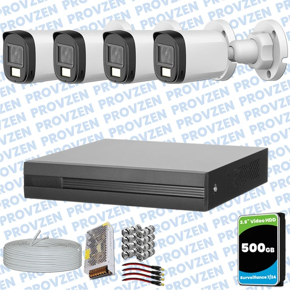 Provzen Dahua 4 Kameralı Full HD Fullcolor Mikrofonlu Güvenlik Kamerası ürün görseli