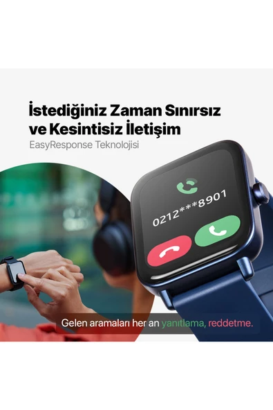 Ttec Tempus 46mm TFT Ekranlı Dikdörtgen Kasa Akıllı Saat Lacivert - 5