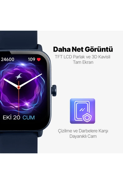 Ttec Tempus 46mm TFT Ekranlı Dikdörtgen Kasa Akıllı Saat Lacivert - 4