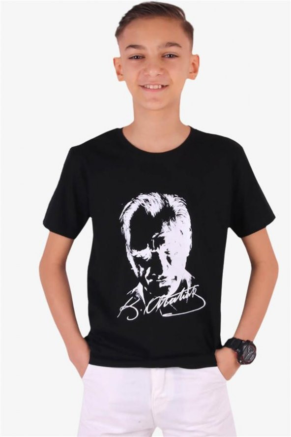 Erkek Çocuk Breeze T-shirt Atatürk Baskılı Siyah Günlük (4-14 Yaş)