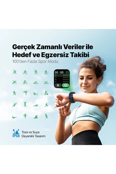 Ttec Tempus 46mm TFT Ekranlı Dikdörtgen Kasa Akıllı Saat Lacivert - 7