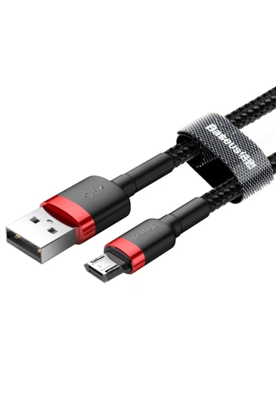 Baseus Cafule Micro Usb 1 Metre 2.4a Hızlı Şarj Halat Usb Kablo-kırmızı-siyah - 4