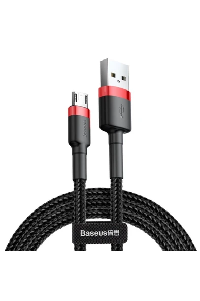 Baseus Cafule Micro Usb 1 Metre 2.4a Hızlı Şarj Halat Usb Kablo-kırmızı-siyah