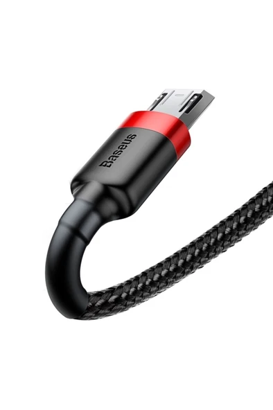 Baseus Cafule Micro Usb 1 Metre 2.4a Hızlı Şarj Halat Usb Kablo-kırmızı-siyah - 3