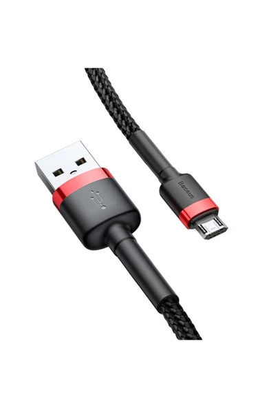Baseus Cafule Micro Usb 1 Metre 2.4a Hızlı Şarj Halat Usb Kablo-kırmızı-siyah - 2