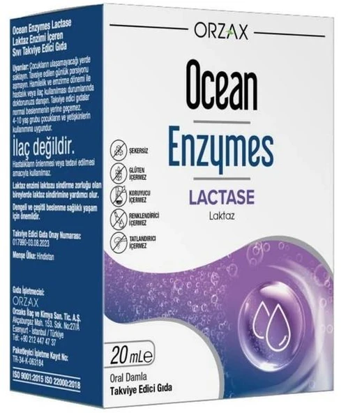 Orzax Ocean Enzymes Lactase Damla 20 ml ürün görseli