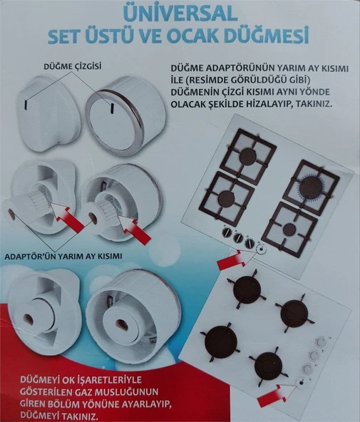 Simfer Uyumlu Düğme 4 lü Takımı Ankastre Set Üstü Ocak Düğmesi - Resim 4