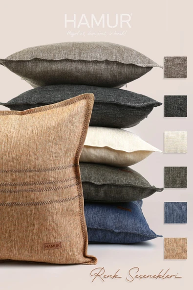 Etnik Vintage Işlemeli Dokuma Kırlent Kılıfı Boho Zigzag Haki 44x44 cm - Resim 4