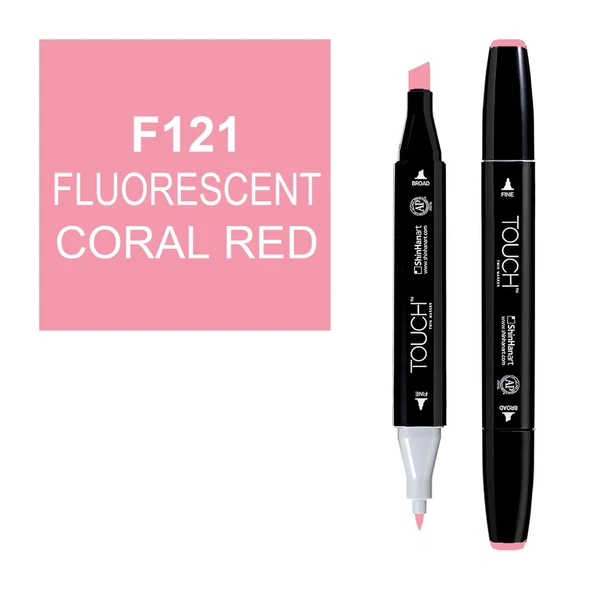 Touch Twin Marker Çizim Kalemi 121 Fluorescent Coral Red ürün görseli