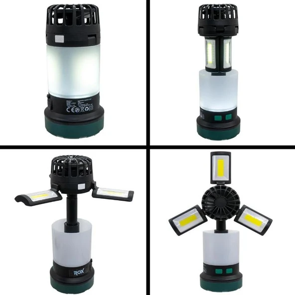 Rox Şarjlı Çok Fonksiyonlu Fanlı Kamp Feneri - Resim 3