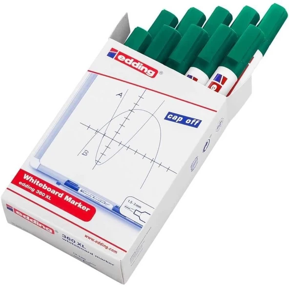 Supertrend 360 XL Whiteboard Marker Doldurulabilir Yazı Tahtası Kalemi 10'lu Kutu Yeşil ürün görseli 1