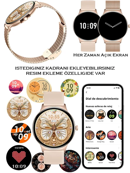 Bunnys realme Note 50 Uyumlu Su Geçirmez Akıllı Saat Metal Kordon Amoled Ekran 1.43 inç - Resim 2