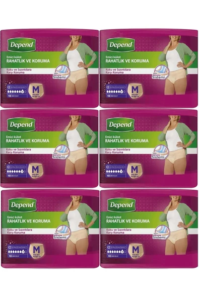 Depend Emici Külot Hasta Bezi Medium - Orta Kadın 60 Adet (6PK*10) - 1