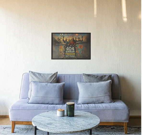 Berlin Duvarı Çerçeveli Tablo 404 Freedom Not Found Soğuk Savaş Temalı Dekor 30x42 cm - 2