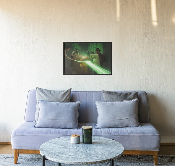 Antik Mısır Siber Güvenlik Çerçeveli Tablo  Mizahi ve Bilim Kurgu Temalı Dekor  30x42 cm - 2