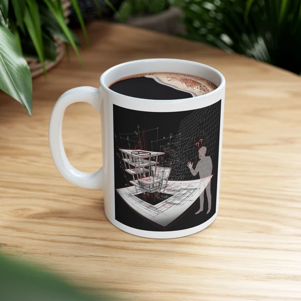 Mimarlar ve Mühendisler için Kupa Bardak Proje ve Plan Temalı Porselen Hediyelik Bardak - 3