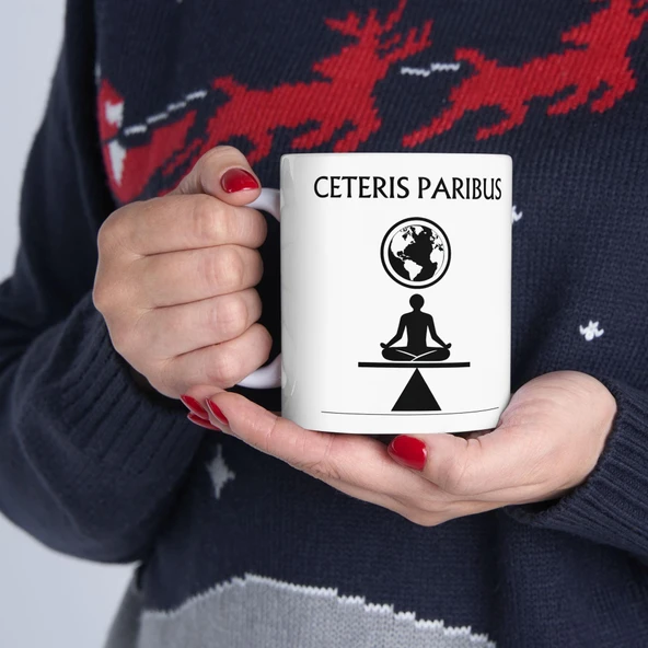 Ceteris Paribus Kupa Denge ve Uyumu Yansıtan Felsefi ve Ekonomi Temalı Tasarım Hediyesi