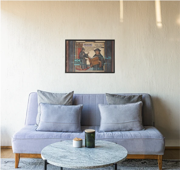 Martin Luther Çerçeveli Tablo Reformasyon Dönemi Mizahı Dini ve Tarihi Dekor 30x42 cm - 2