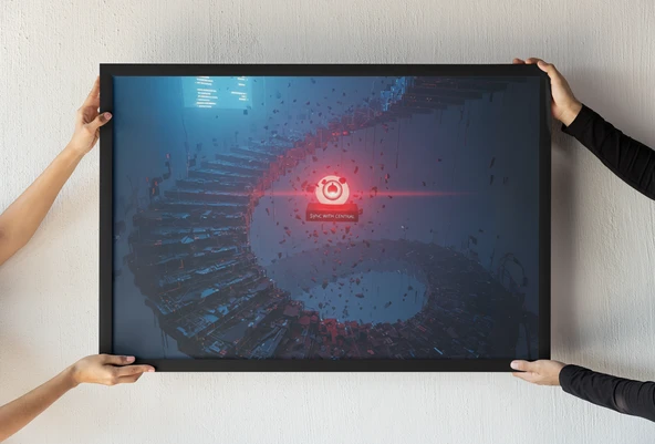 Modern Mimari Çerçeveli Tablo  Soyut Baskı  Gelecekçi Duvar Sanatı  Dijital Dekor  30x42 cm - 1