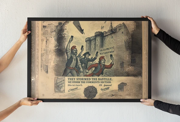 Bastille Baskını Çerçeveli Tablo Fransız Devrimi Aktivizm Dekoru Tarih Sever Hediyesi 30x42 cm