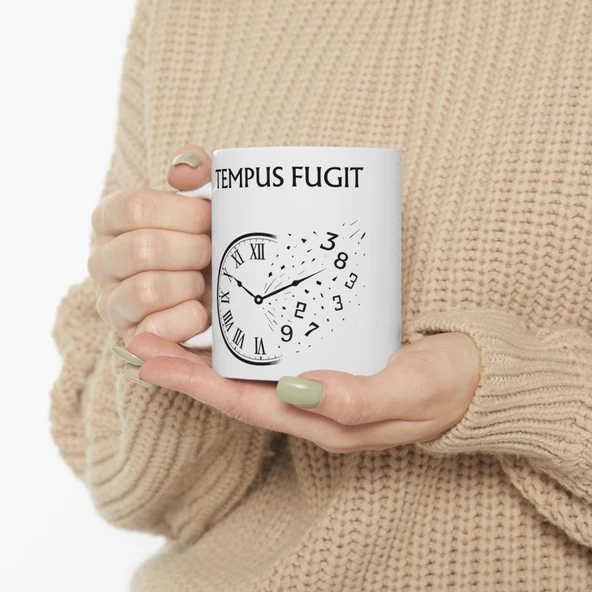 Zaman Uçar Kupa Bardak Tasarımı Tempus Fugit Latin Alıntılı, Felsefi ve Sanatsal Tasarım Hediyesi