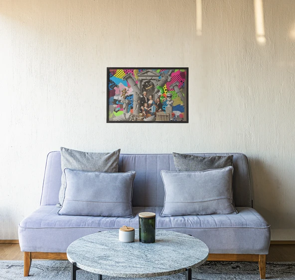 Yunan Mimarisi Art Çerçeveli Tablo Mimari Kolaj, Satirik Dekor, Eklektik Duvar Sanatı 30 x 42 cm - 2