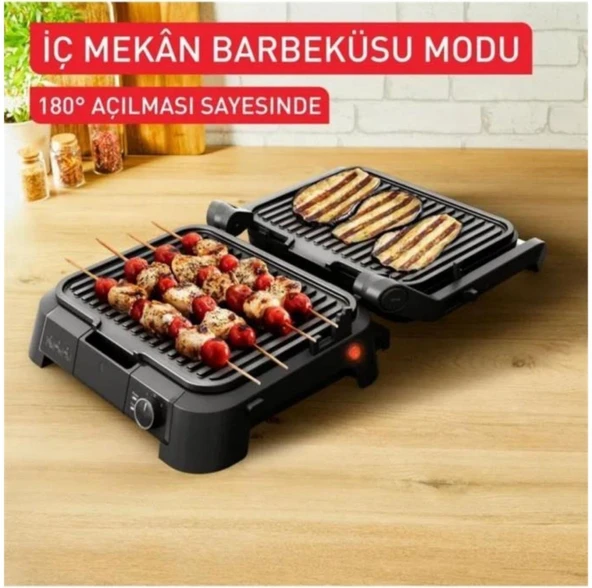 SuperGrill 3in1 4 Porsiyon Kapasiteli 2000 Watt Barbekü Izgara ve Tost Makinesi - Inox - Resim 5