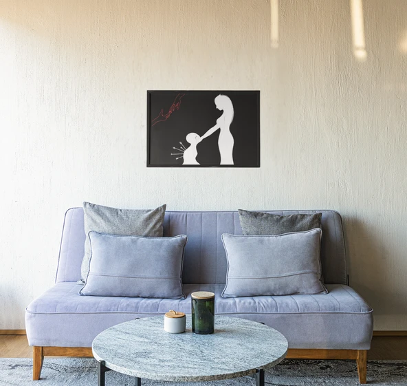 Minimalist Sanat Çerçeveli Tablo Ruhsal Bağ Temalı Özel Tasarım Duvar Dekoru 30x42 cm - 2