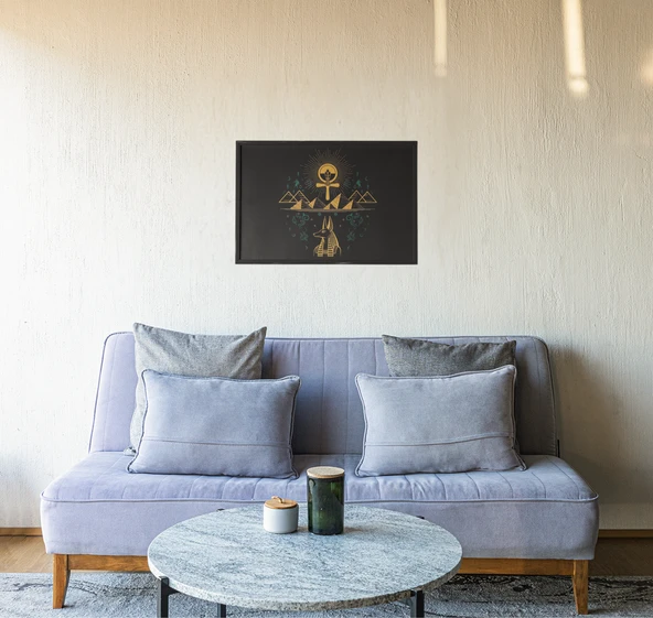 Antik Mısır Tanrısı Çerçeveli Tablo  Bilgelik, Hiyeroglif ve Büyülü Sanat  30x42 cm - 2