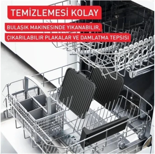 SuperGrill 3in1 4 Porsiyon Kapasiteli 2000 Watt Barbekü Izgara ve Tost Makinesi - Inox - Resim 6