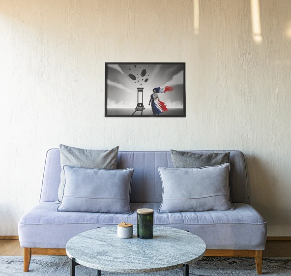 Fransız Devrimi Çerçeveli Tablo  Özgürlük ve Marianne Fransız Bayrağı Temalı Duvar Dekoru 30x42 cm - 2