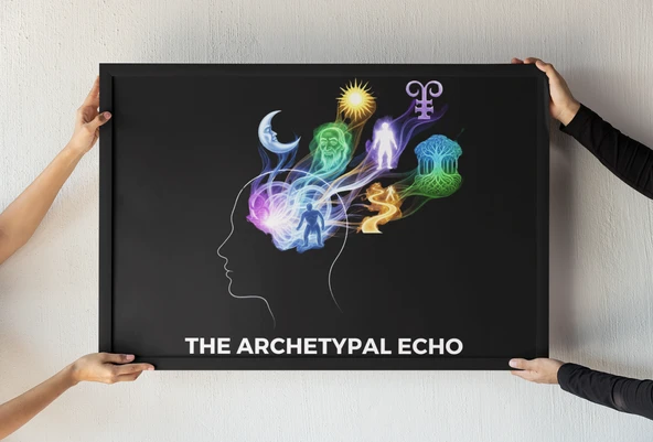Arketipsel Yankı Çerçeveli Tablo Psikoloji Sanatı Bilinç ve Kolektif Bilinçdışı Dekoru 30x42 cm
