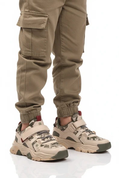 Pepino Krem Cırtlı Hafif Esnek Erkek Çocuk Spor Ayakkabı 2021 F