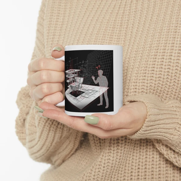 Mimarlar ve Mühendisler için Kupa Bardak Proje ve Plan Temalı Porselen Hediyelik Bardak - 2