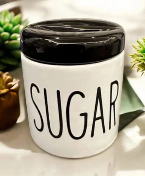 3 Lü Kavonoz Baharatlık Küçük Boy Beyaz / Siyah / Sugar /Pepper / Salt / Kavonoz Seti - 4