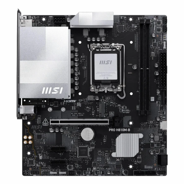 MSI Pro H810M-B DDR5 (6400MHz)OC M.2 HDMI/DP PCIe 5.0 1851P mATX Anakart - Resim 2